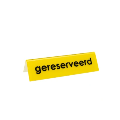 Afbeelding van Gereserveerd Bordje / Acrylglas Tafelbordje Type GMA Geel