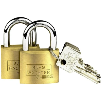 Afbeelding van Burg Wächter 2er Set Quadro 222 40 SB Hangslot Gelijksluitend Messing Sleutelslot