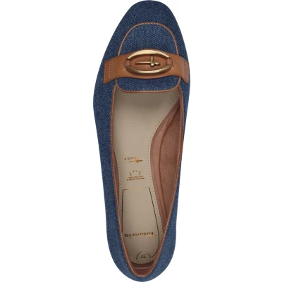 Afbeelding van Tamaris Instappers, Dames, Maat: 36, Denim Leer/ synthetisch