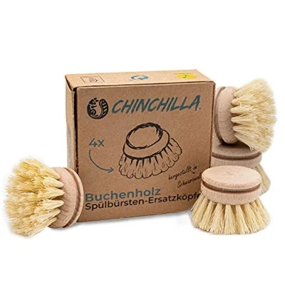 Afbeelding van Chinchilla verwisselbare houten koppen voor gootsteenborstel Set van 4