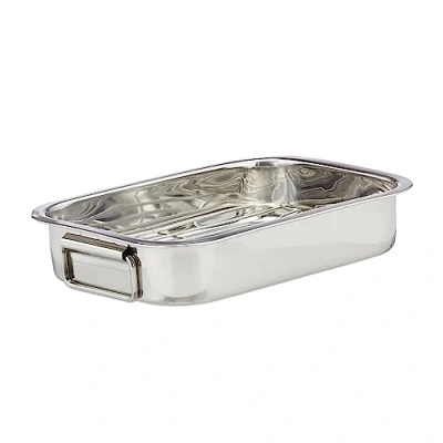 Afbeelding van Relaxdays, Braadpan met rooster S, roestvrij staal, ovengeschikte Zweedse schaal, vaatwasmachinebestendig, braaddeksel, rooster, zilver