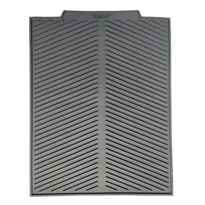 Afbeelding van SOQKEEN Afdruiprek van siliconen, 43 cm x 33 cm, hittebestendig, opvouwbaar, antislip, grijs, voor aanrecht