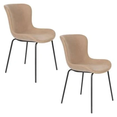 Afbeelding van Feliz Lifestyle Junzo Rib Eetkamerstoelen Taupe Set van 2