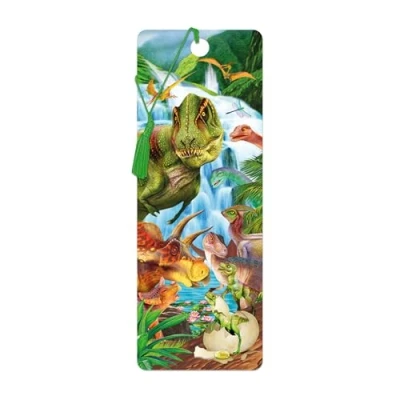Afbeelding van 3D LiveLife bladwijzer Dino Mountain van Deluxebase. Dinosaurus met lenticulaire illustraties onder licentie gerenommeerde kunstenaar Michael Searle