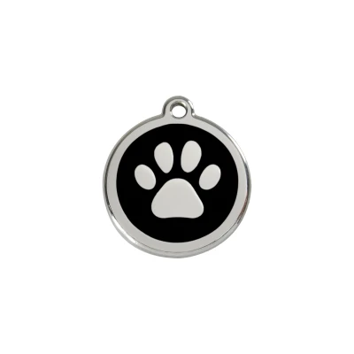 Afbeelding van Paw Print Black roestvrijstalen hondenpenning small/klein dia. 2 cm RedDingo