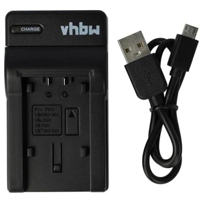 Afbeelding van vhbw USB batterijlader compatibel met Panasonic VW VBT190, VBT380, VBY100 batterij digitale camera, DSLR, Action cam