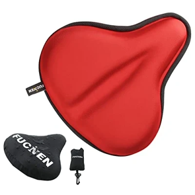 Afbeelding van fiets zadelhoes rode voor vrouwen en mannen zitkussen zacht / breed comfortabel Training Briefpapier Spinning fietsen Gel hometrainer 27 x 25cm