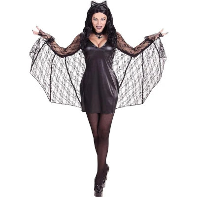 Afbeelding van Widmann Vleermuis Kostuum Vrouw Sexy Cave Zwart Large Halloween Verkleedkleding