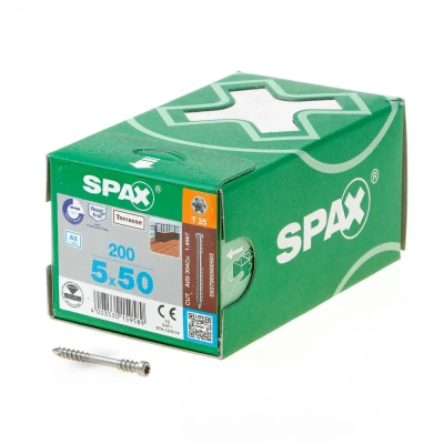 Afbeelding van Spax D Vlonderschroef 5x50mm 200 Stuks P/Doos T STAR Plus T25 RVS