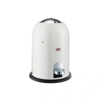 Afbeelding van Wesco Mini Master Afvalemmer voor badkamer, wit, gepoedercoat plaatstaal, volume 6 liter, kunststof inzetstuk, pedaal