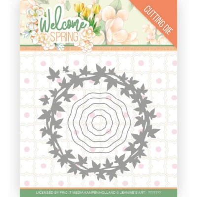 Afbeelding van Leaf Wreath Welcome Spring Cutting Die by Jeanine&#039;s Art