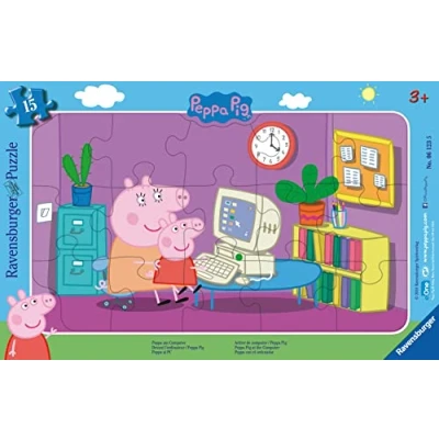 Image de Puzzle Cadre 15p Peppa Pig Devant l Ordinateur
