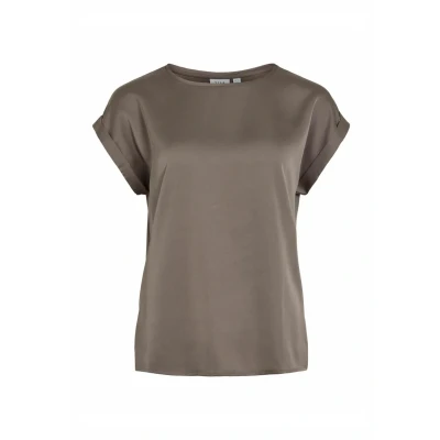Afbeelding van Vila T shirt Viellette S/s Satin Top Noos 14059563 Falcon Dames Maat 36