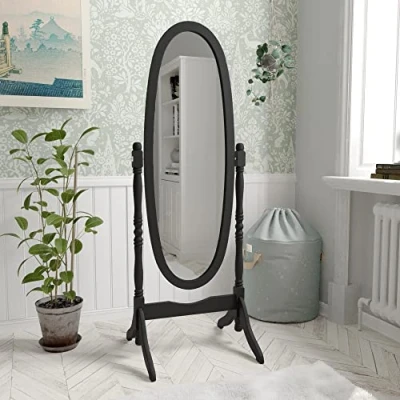 Afbeelding van Vida Designs Nishano Paard Staande spiegel, volledige lengte, verstelbaar, voor slaapkamer, hout, groot, zwart