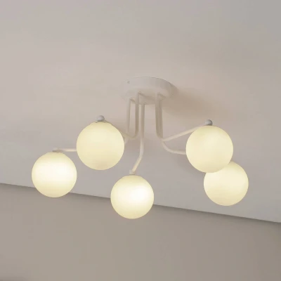 Afbeelding van Astral plafondlamp, wit, lengte 64 cm, staal/glas, 5 lamps.