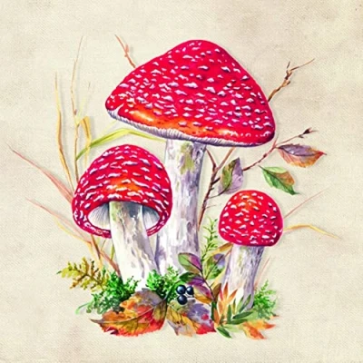Afbeelding van 1 Pakje papieren lunch servetten Toad creme 20 Herfst Paddenstoel Tafelaankleding