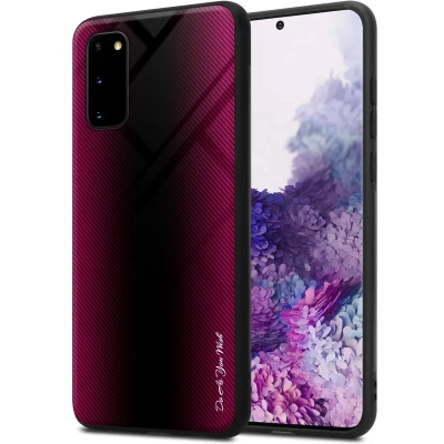 Afbeelding van Cadorabo Hoesje geschikt voor Samsung Galaxy S20 in PAARS ROZE Beschermhoes gemaakt van TPU silicone Case Cover en achterkant gehard glas