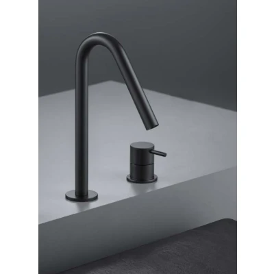 Afbeelding van Waterevolution Flow 2 gats wastafelkraan zwart met hoge V 227mm uitloop T1122VPR