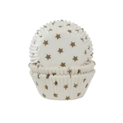 Afbeelding van Cupcake Cups HoM Sterren goud 50x33 mm 50 stuks