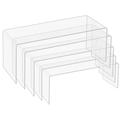 Afbeelding van Belle Vous Helder Acryl Standaardjes (5 Pak) Plastic Vertoon Standaarden in 5 Maten Voor Planken en Balies Trede Plinten Sieraden, Verkoop, Figuren, Cupcakes Desserts