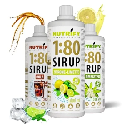 Afbeelding van NUTRIFY Vital Fitness Drink 1:80 siroop 3 x 1 liter, stuks geconcentreerde dranken met vitaminen en L carnitine zonder suiker, voor 240 liter sportdrank, caloriearm,