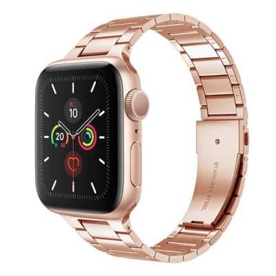 Afbeelding van Apple watch Stalen schakelband Champagne goud Geschikt voor 38mm / 40mm 41mm