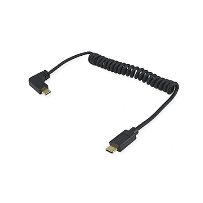 Afbeelding van Equip 128889 spiraalkabel, 90 graden gebogen, USB 2.0 C naar C, 1 m
