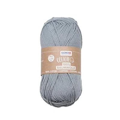 Afbeelding van Glorex 5 1004 16, katoen, 100% veelzijdig voor breien, haken en knutselen, zeer goede kwaliteit, zacht wasbaar, 50 g, ca. 170 m, grijs