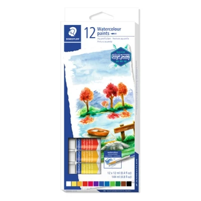 Image de STAEDTLER 8880 Ensemble de peinture 12 parties aquarelle couleurs brillantes assorties ml