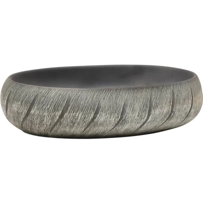 Afbeelding van Opzetwasbak ovaal 59x40x15 cm keramiek zwart en grijs