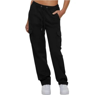 Afbeelding van Urban Classics High Waist Twill Cargobroek 3XL Zwart