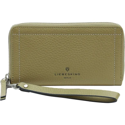 Afbeelding van LIEBESKIND BERLIN Leren Kaarthoes Geri Vivian Zip Around Wallet Princess Green Kaki