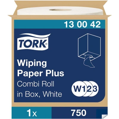 Afbeelding van Poetspapier Tork Wiping Plus Combi W1/2/3 multifunctioneel 255m wit 130042