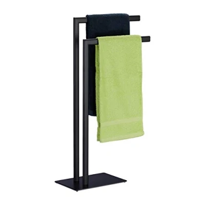 Afbeelding van Relaxdays handdoekenrek handdoekrek handdoekenhouder metaal staand 2 stangen