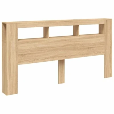Afbeelding van Hoofdbord met LED 200x18,5x103,5 cm bewerkt hout sonoma eiken