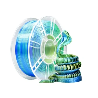 Afbeelding van iBOSS PLA + driekleurig zijde filament 1,75 mm voor 3D printer Plus +/ 0,02 1 kg/spoel, hoogglanzende afwerking, goud, groen en blauw