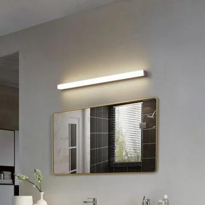 Afbeelding van LED badkamerspiegel lamp Philippa, hoekig, 88cm, aluminium