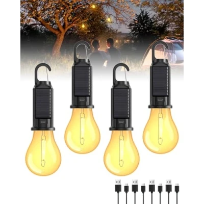 Afbeelding van Oplaadbare led campinglamp, zonnelamp, instelbare helderheid, 3 verlichtingsmodi, waterdicht, voor camping, stroomuitval, noodgevallen