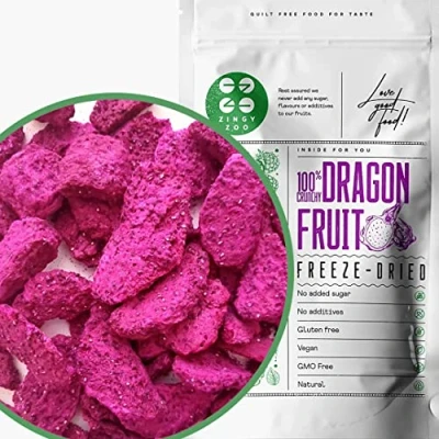 Afbeelding van Gevriesdroogd rood drakenfruit 50 g ongezoete natuurlijke rauwe roze pitaya stukjes Gevriesdroogde rode pitahaya Bereid smoothies in poedervorm of snacks Voedselkleurstof