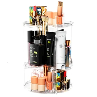 Afbeelding van Newaner Make up cosmetica organizer, 360 rotatie, lippenstift cosmetische opbergdoos, desktop voor dresser, badkamer, slaapkamer, transparante commode van kunststof