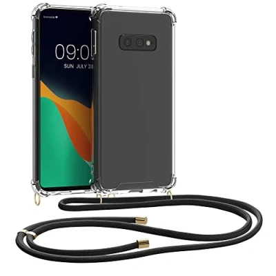 Afbeelding van kwmobile telefoonhoesje geschikt voor Samsung Galaxy S10e Hoesje met telefoonkoord Back cover in transparant / zwart