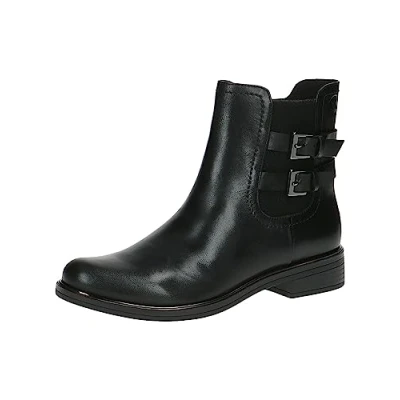 Afbeelding van Caprice Cowboy/Bikerlaarsjes, Dames, Maat: 38, Black nappa Leer