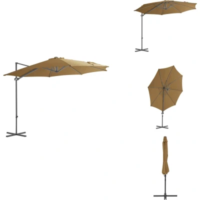 Afbeelding van Zweefparasol met stalen paal 300 cm taupe