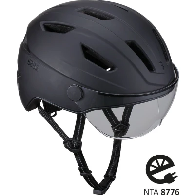Afbeelding van Fietshelm Bbb Move Faceshield Transp maat L Mat zwart