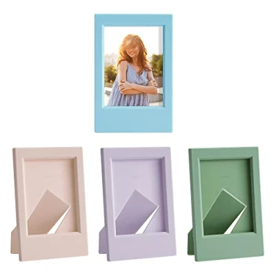 Afbeelding van kwmobile 4x mini fotolijst staand voor foto&#039;s 9,2 x 6,1 cm Fotokader instant camera In poederroze / paars lichtblauw lichtgroen