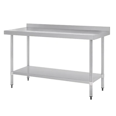 Afbeelding van Vogue RVS werktafel met achteropstand 90x150x70cm