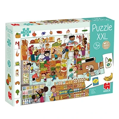 Afbeelding van Dujardin Goula XXL Puzzel Een dag op de markt 30 stukjes Groot formaat kinderpuzzel Vanaf 3 jaar