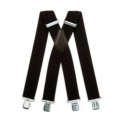 Afbeelding van Olata bretels met 4 clips, XXL, extra sterk, volledig verstelbaar, dikke stof 5 cm, Zwart (zilveren clips).