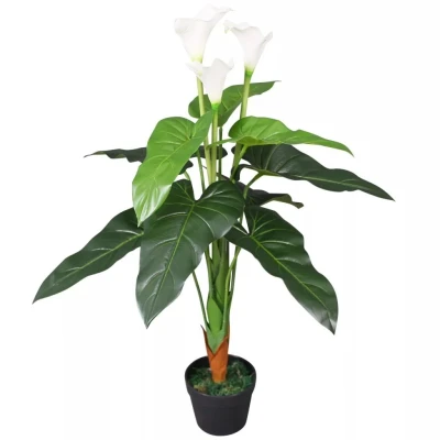 Afbeelding van Kunst calla lelie plant met pot 85 cm wit