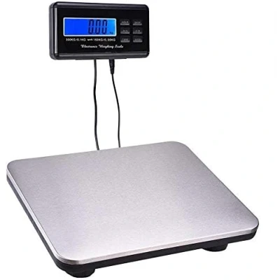 Afbeelding van Pakketweegschaal, 300 kg, platformweegschaal, nauwkeurigheid 0,05 met LCD/Hold functie, industriële weegschaal, voor pakketten, magazijnen, bagage